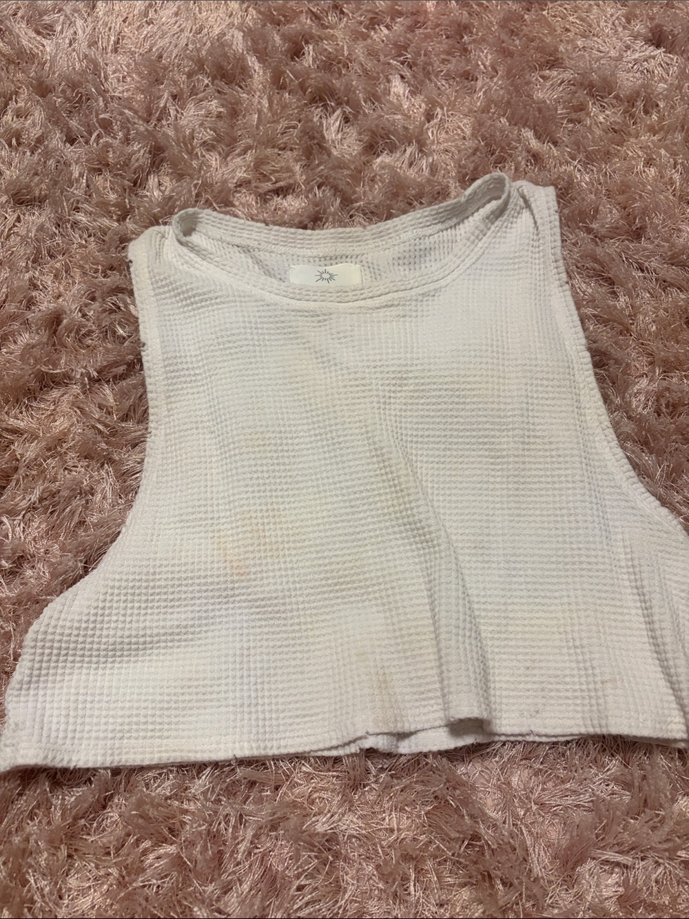 aerie White Waffle Knit Cropped Tank